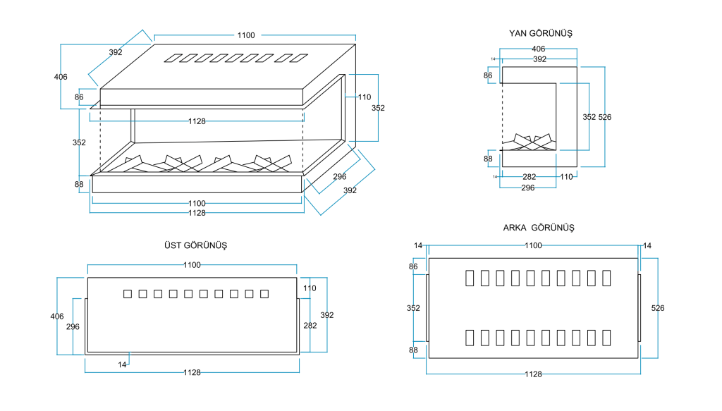 COZA 110 Elektrikli Şömine Haznesi