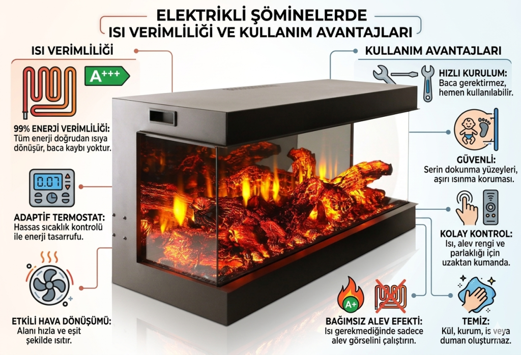 Elektrikli Şöminelerde Isı Verimliliği ve Kullanım Avantajları