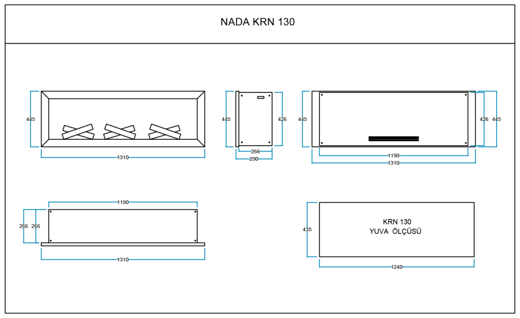 NADA 130 Elektrikli Şömine Haznesi Teknik