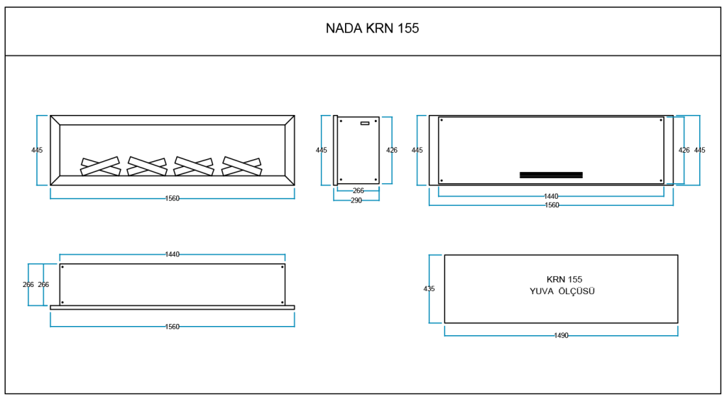 NADA 155 Elektrikli Şömine Haznesi Teknik