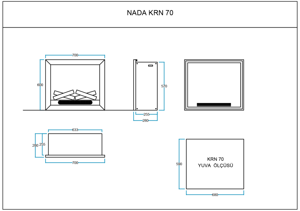 NADA 70 Elektrikli Şömine Haznesi Teknik