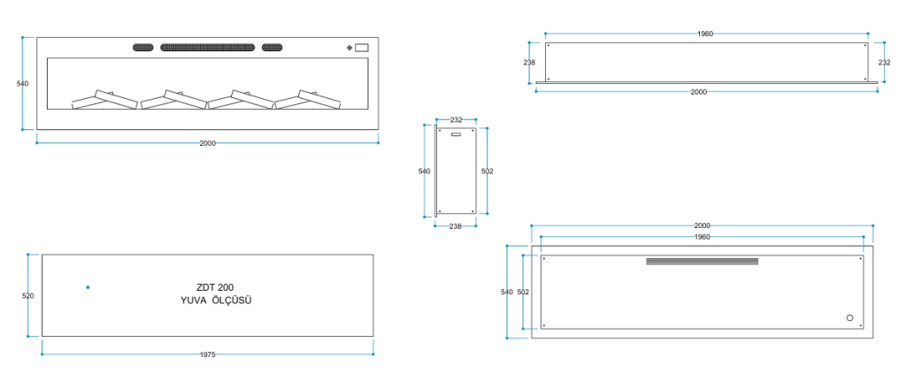 PAO 200Elektrikli Şömine Haznesi Teknik